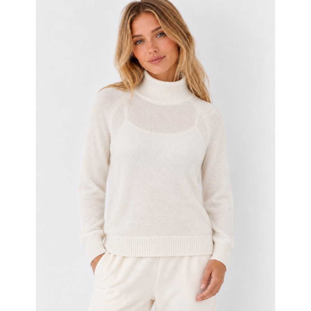 Peter Millar Emily Bishop Turtleneck Sweater XS Ivory Cashmere Merino Golf $225